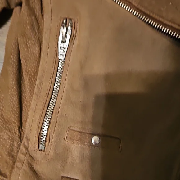 VINTAGE Blank NYC Brown SUEDE Moto Jacket Retro Coat Military Y2K - Picture 5 of 13